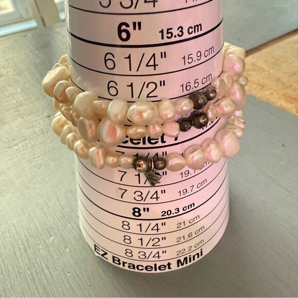 Silpada 925 Silver Beaded Stretch Goddess Freshwater Pearl Bracelets Set of 3 - Picture 8 of 8